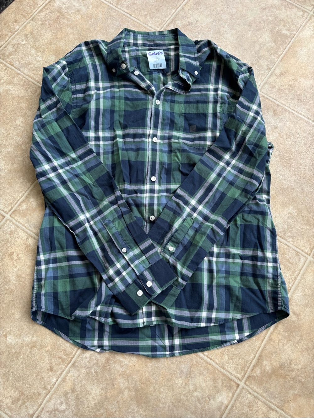 Express Green and Navy Plaid Button-Down Shirt